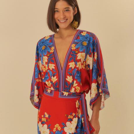 Saia Curta Pareô Estampado Lenço Ararajuba