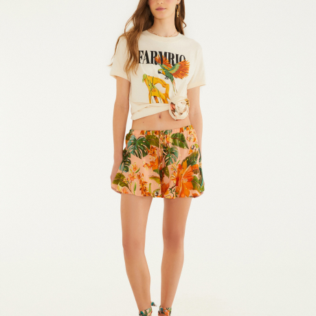 Short Estampado Canto Dos Pássaros