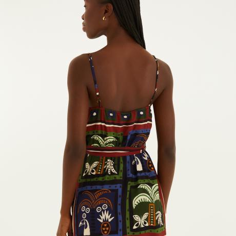 Vestido Curto Estampado Lenço Tropi