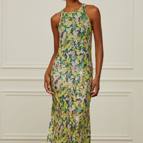 Vestido De Paete Com Decote Nadador Estampa Floral Peggy