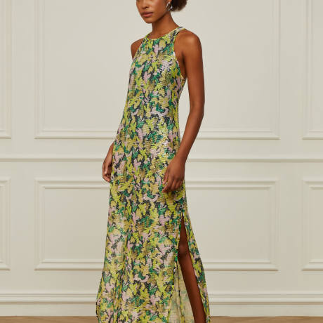 Vestido De Paete Com Decote Nadador Estampa Floral Peggy