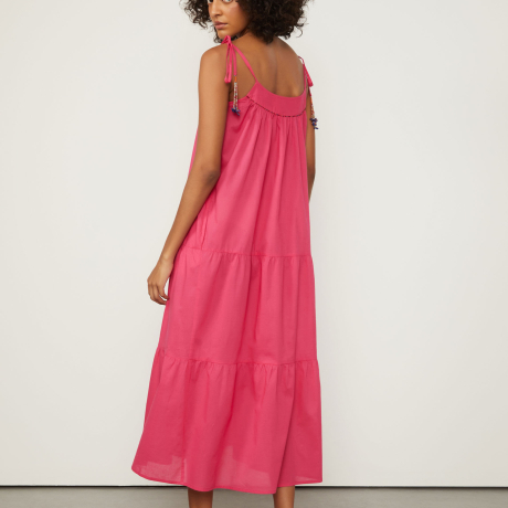 Vestido Regata De Voil Longo Detalhe Miçanga