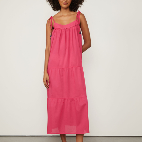 Vestido Regata De Voil Longo Detalhe Miçanga