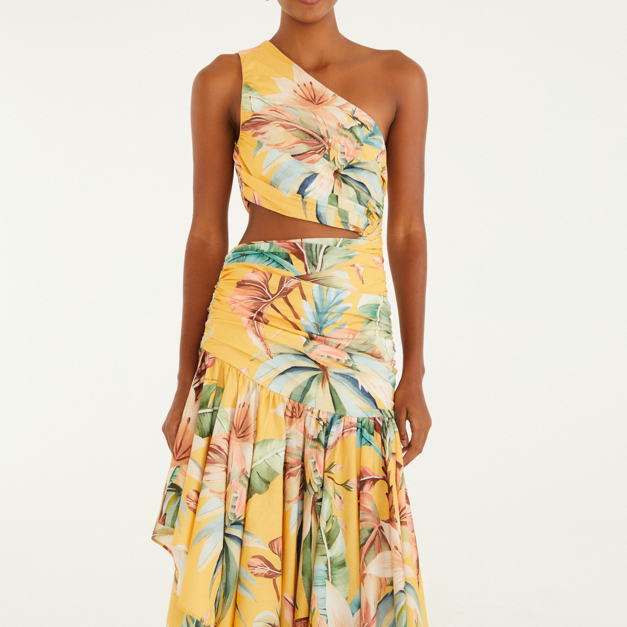 Vestido Cropped Ombro Só Estampado Tropicália