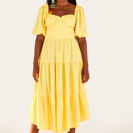 Vestido Midi Mangas Marias