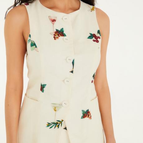 Colete Alfaiataria Estampado Coquetel Tropical
